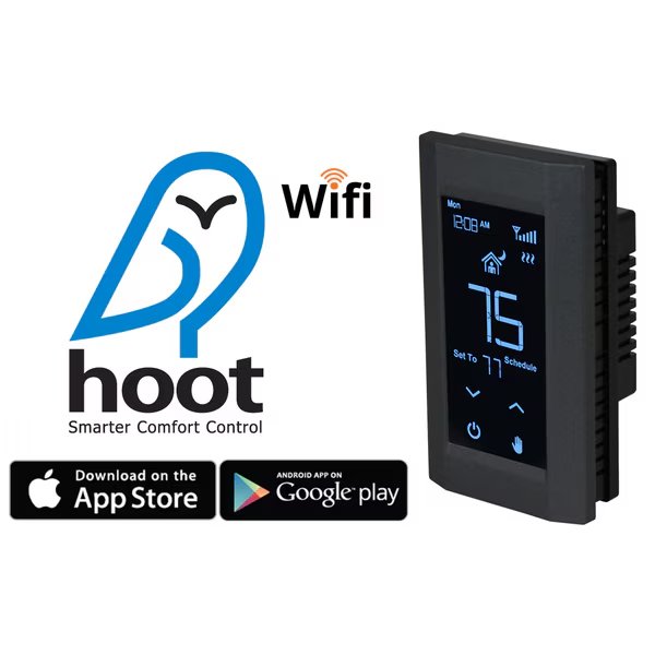 Thermostat, Hoot Wifi DP 120/208/240V 16A Black, King Electric, Mfr#: K902-B